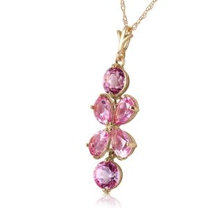 14K. SOLID GOLD NECKLACE WITH NATURAL PINK TOPAZ